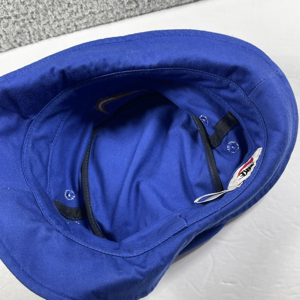 Vintage Nike Bucket Hat Womens Blue Brown Logo Cotton Outdoor Hiking 90s Y2K